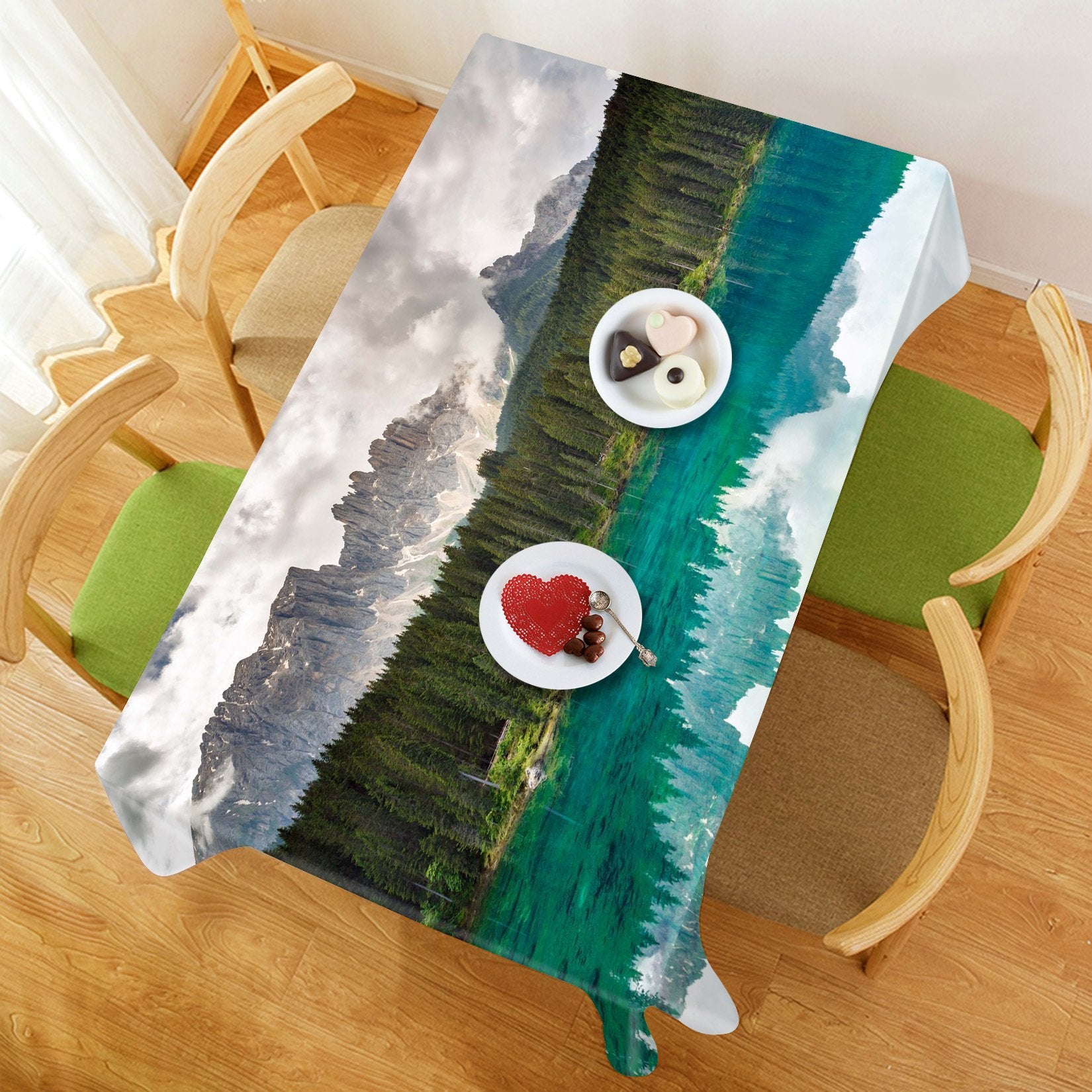 3D Mountain Forest Lake 726 Tablecloths Wallpaper AJ Wallpaper 