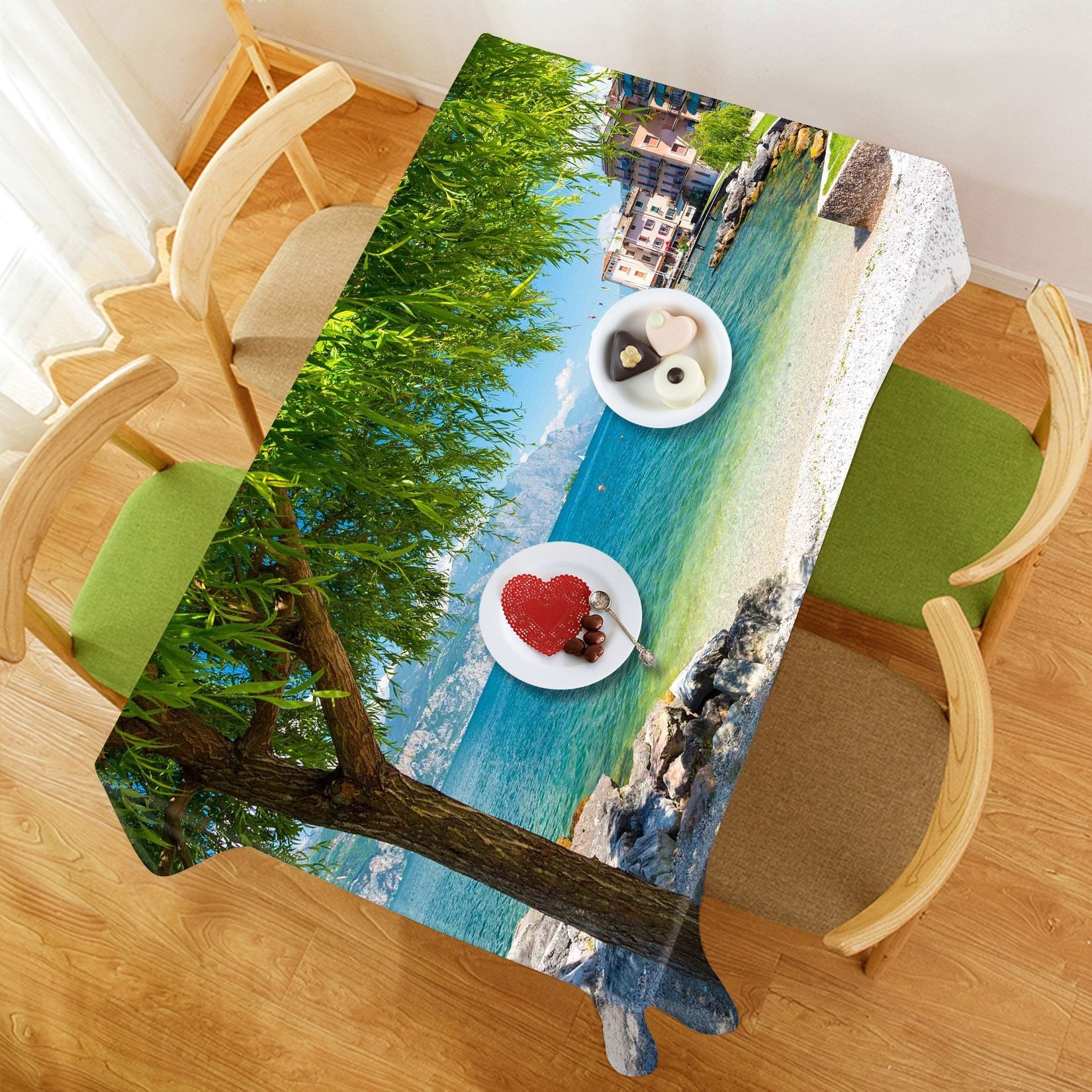 3D Lakeside Willow 672 Tablecloths Wallpaper AJ Wallpaper 