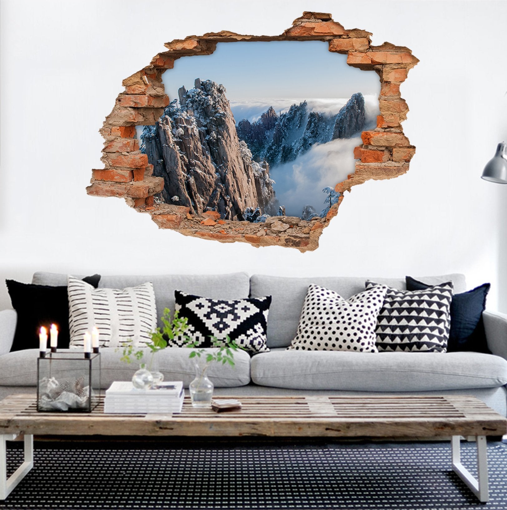 3D Snow Mountains Peak 204 Broken Wall Murals Wallpaper AJ Wallpaper 