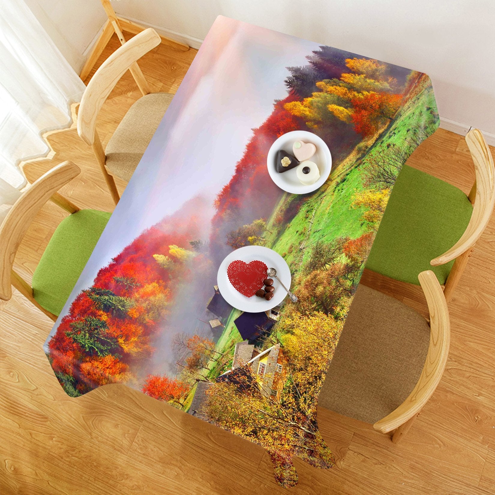 3D Colorful Forest Huts 330 Tablecloths Wallpaper AJ Wallpaper 