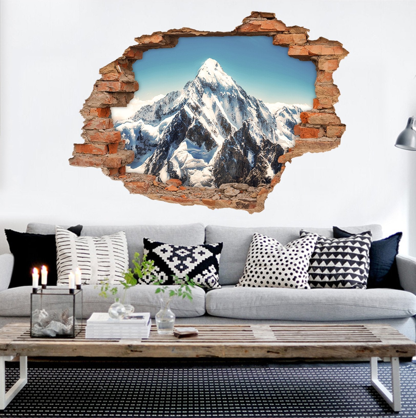 3D Snow Mountains Peak 220 Broken Wall Murals Wallpaper AJ Wallpaper 