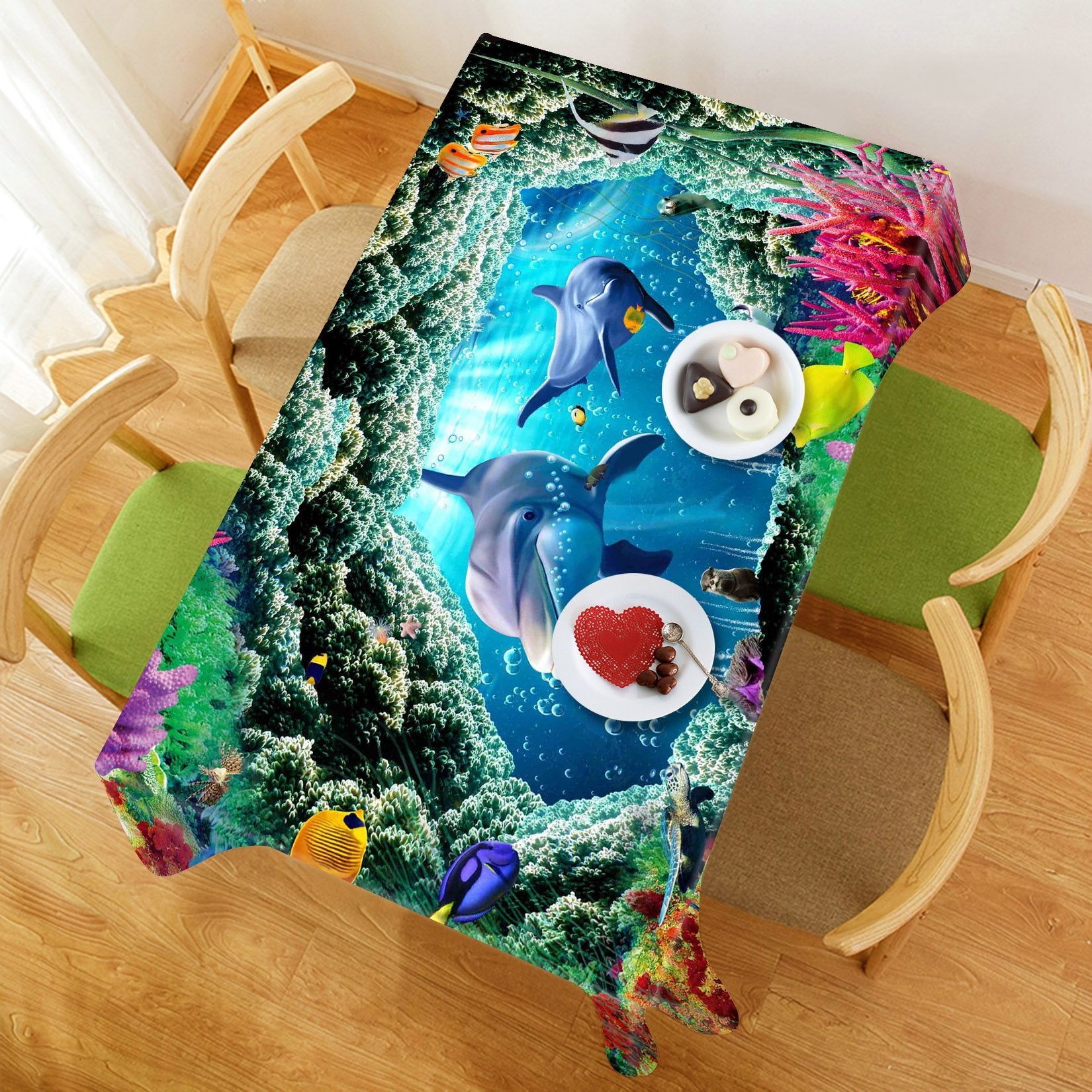 3D Ocean Cave Dolphins 409 Tablecloths Wallpaper AJ Wallpaper 