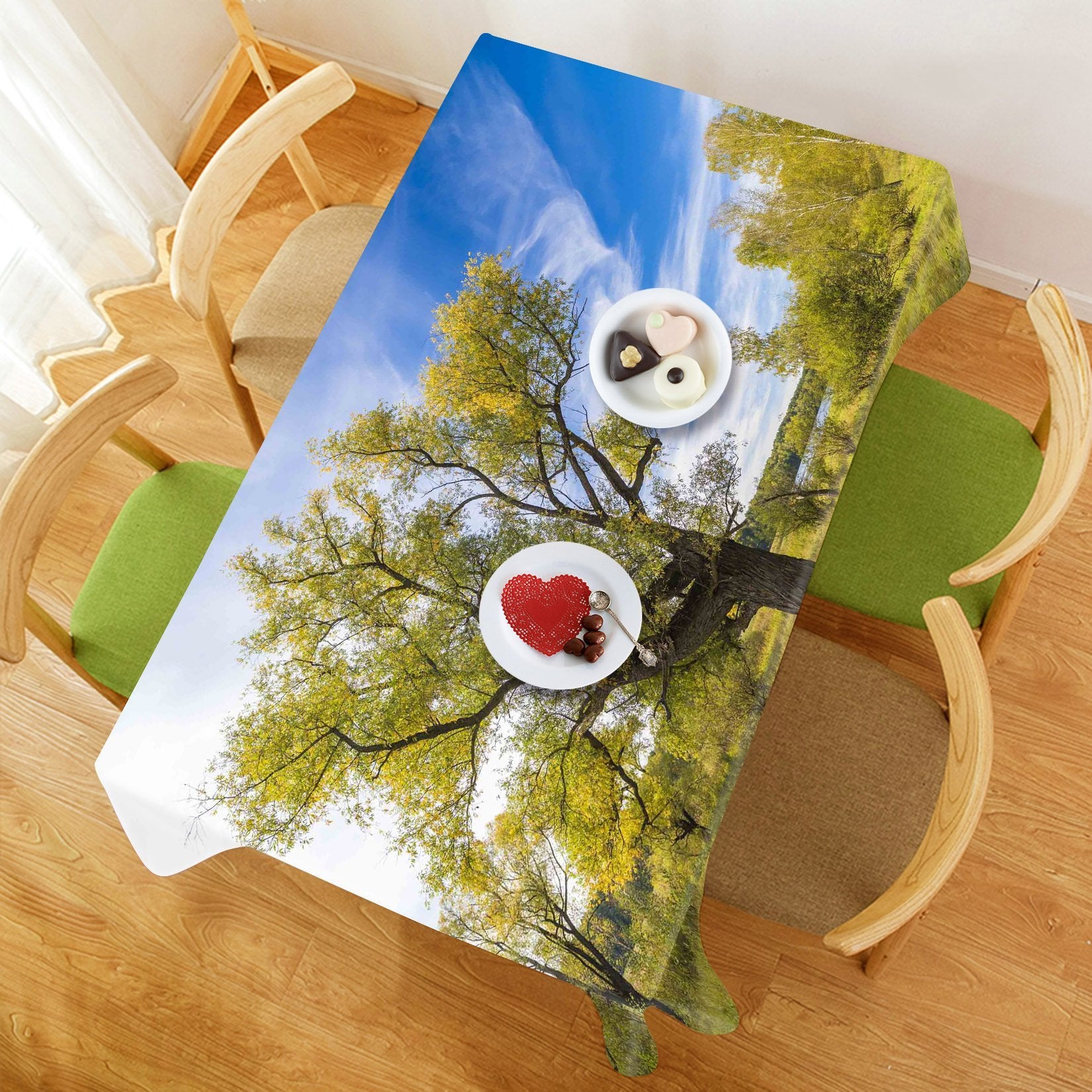 3D Green Trees Blue Sky 603 Tablecloths Wallpaper AJ Wallpaper 