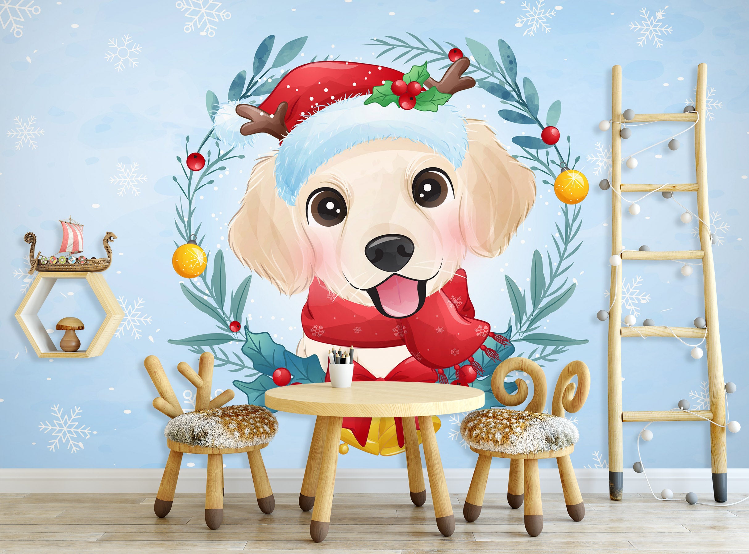 3D Dog Hat Branches 57138 Wall Murals