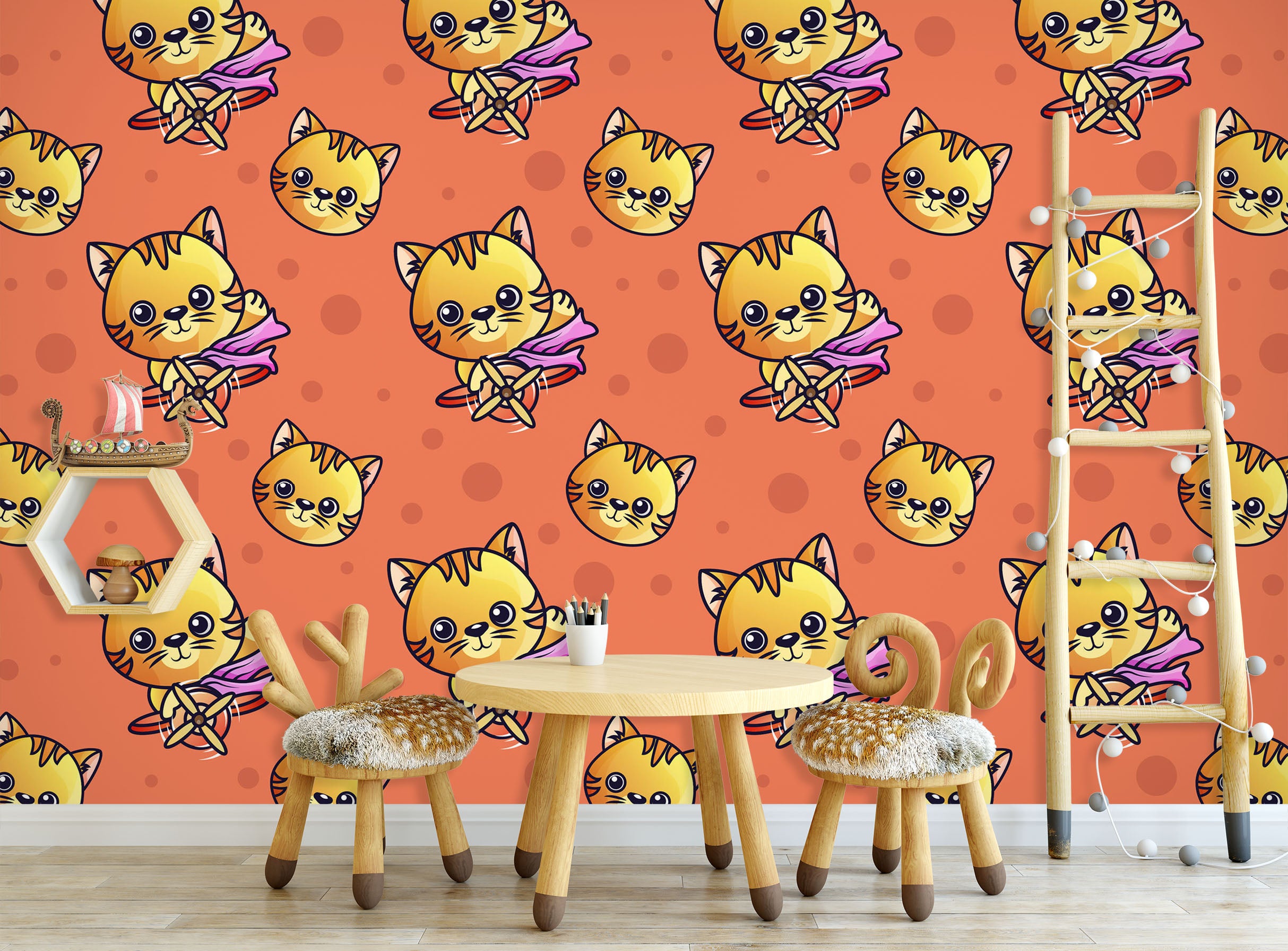 3D Yellow Cat Pattern 57059 Wall Murals