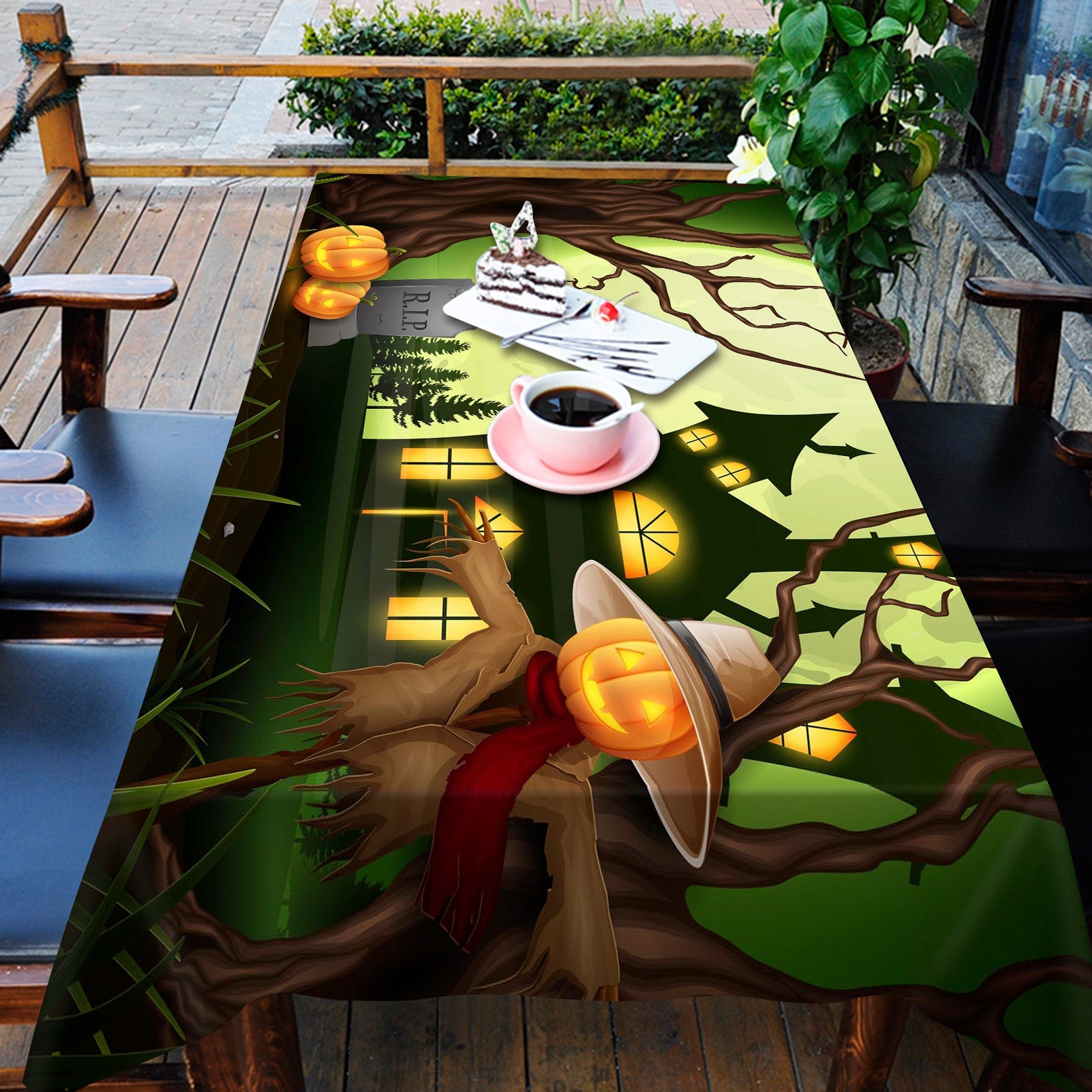3D Haunted House Pumpkin 057 Halloween Tablecloths Wallpaper AJ Wallpaper 