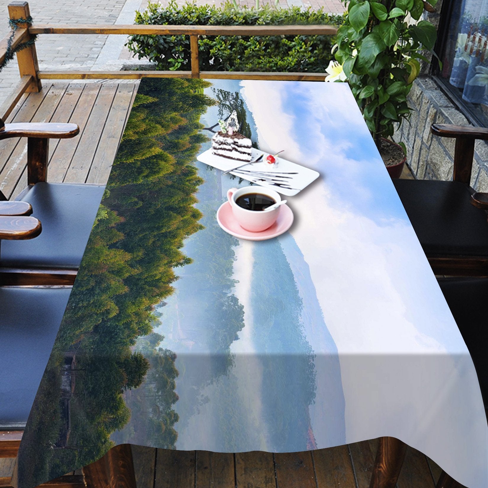 3D Misty Mountains 698 Tablecloths Wallpaper AJ Wallpaper 