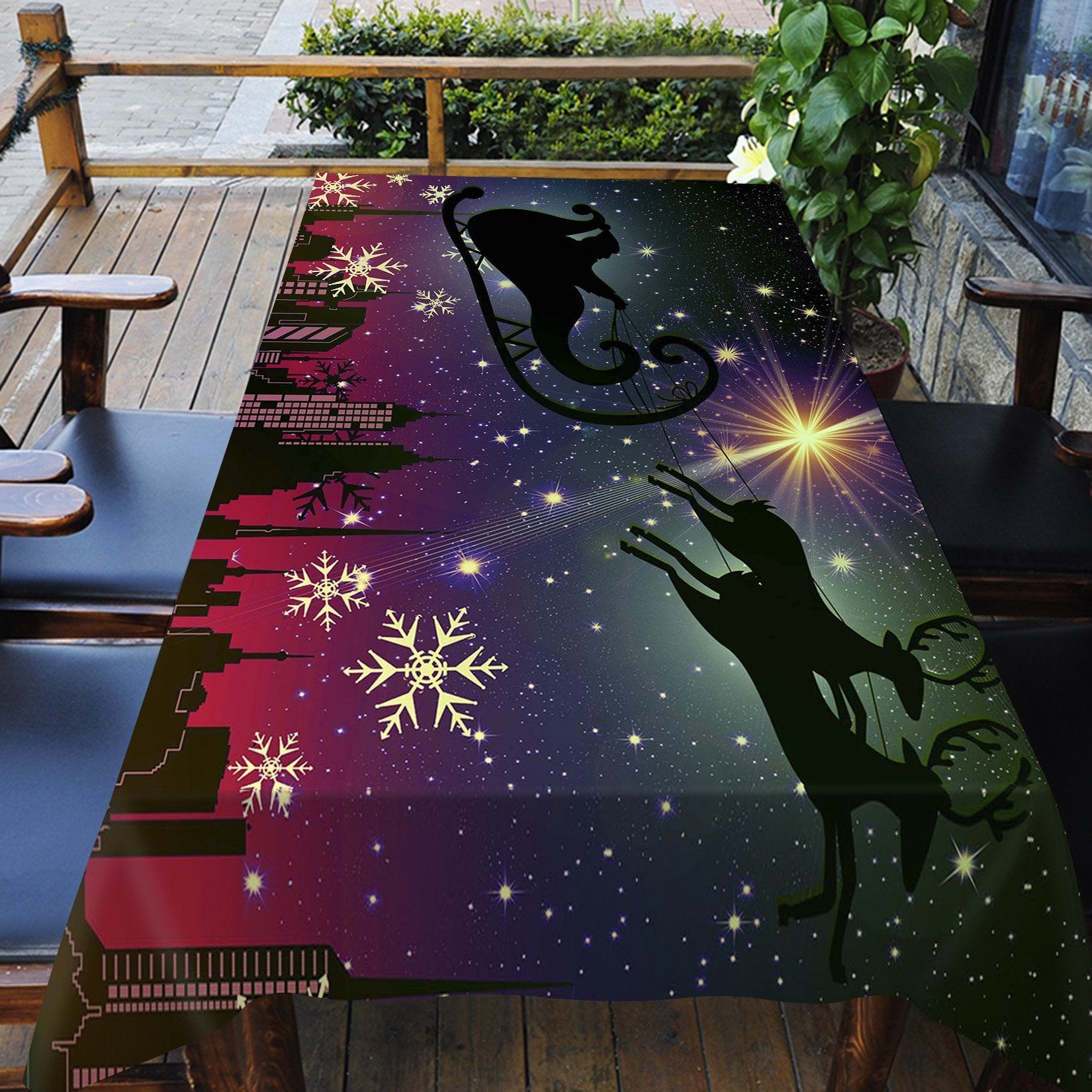 3D Snowflake Black Toboggan 17 Tablecloths Tablecloths AJ Creativity Home 