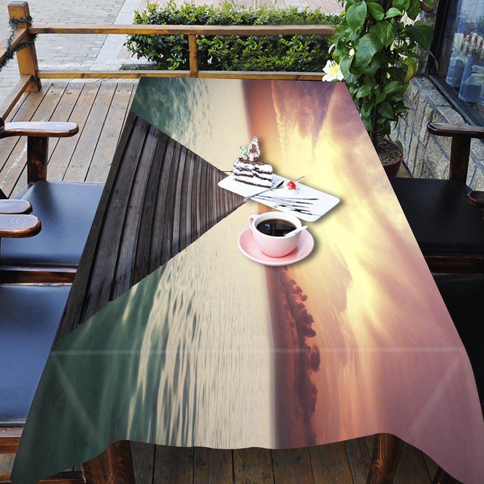 3D Sea Long Corridor Sunset 807 Tablecloths Wallpaper AJ Wallpaper 