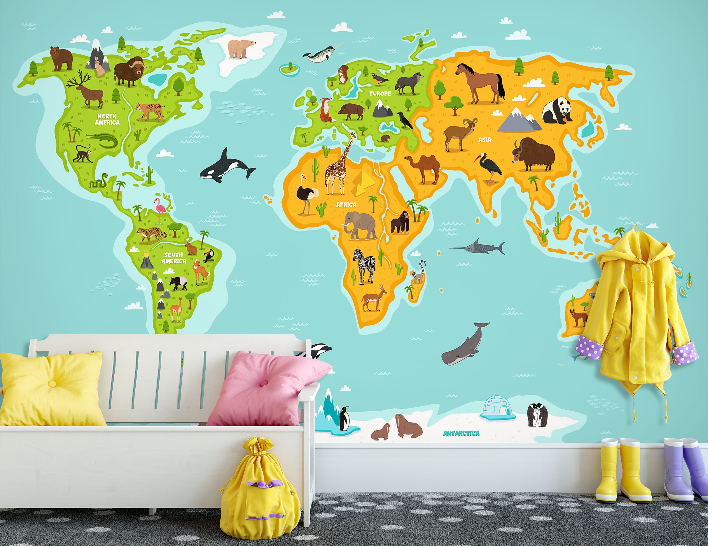 3D Colored Island 2162 World Map Wall Murals