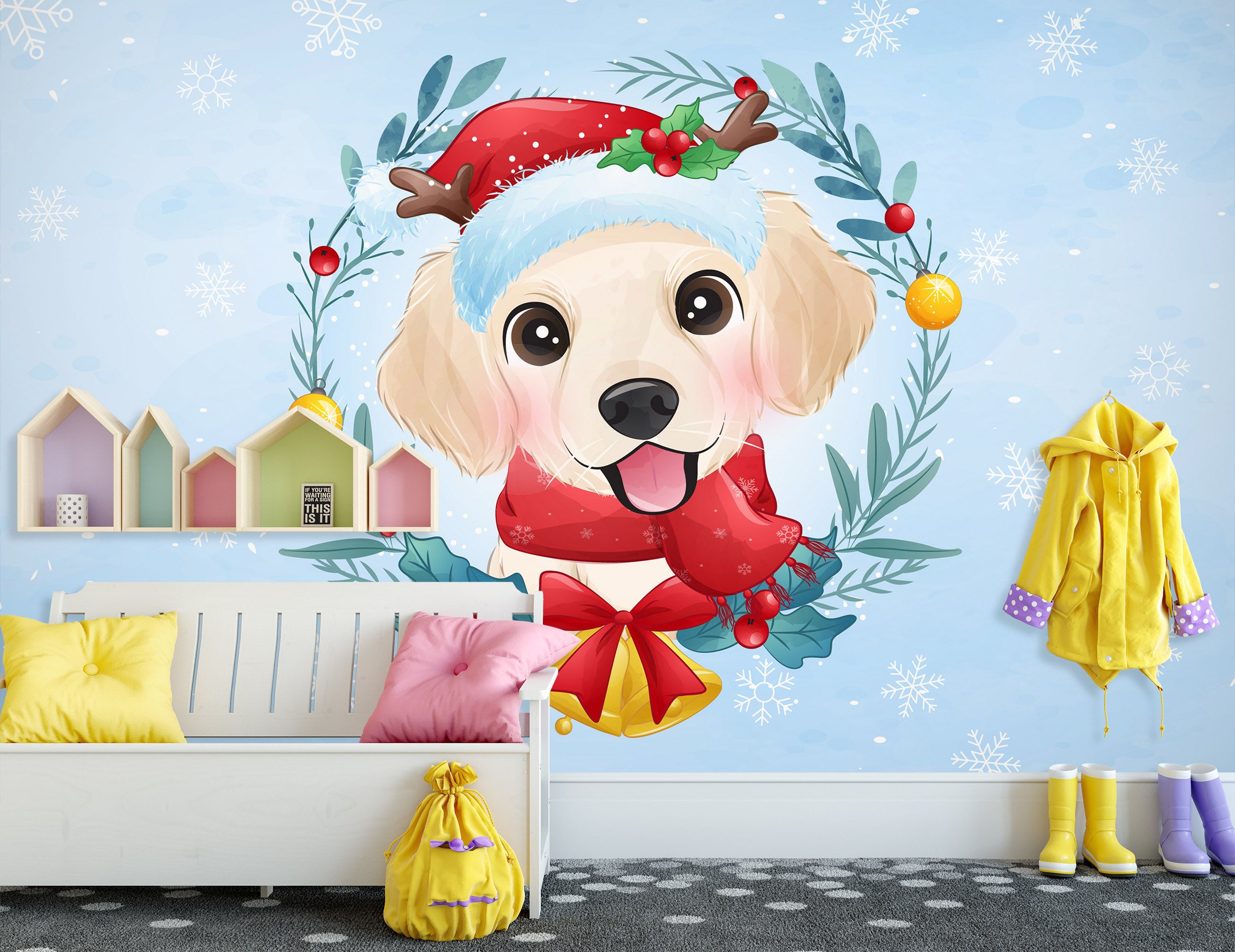 3D Dog Hat Branches 57138 Wall Murals