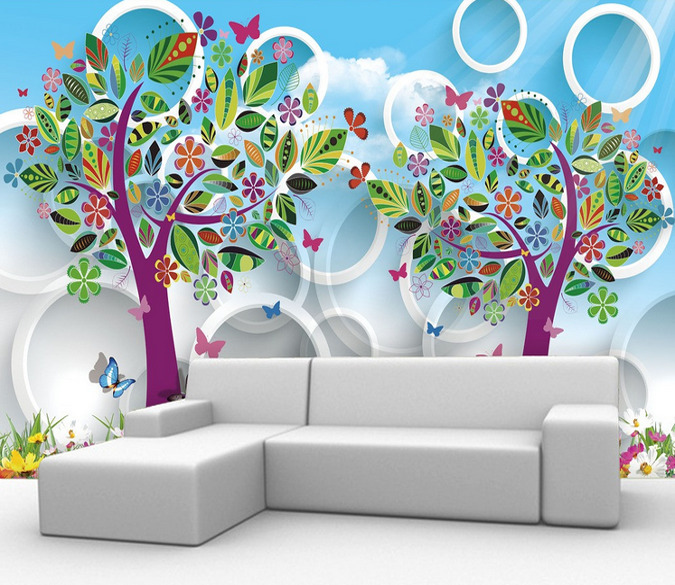 Colored Trees And Circles Wallpaper AJ Wallpaper 