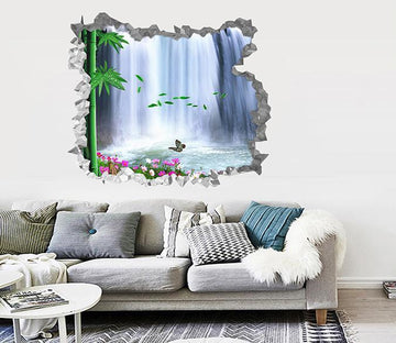 3D Waterfall Bamboos 234 Broken Wall Murals Wallpaper AJ Wallpaper 