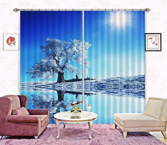 3D Riverside Silver Tree 249 Curtains Drapes Wallpaper AJ Wallpaper 