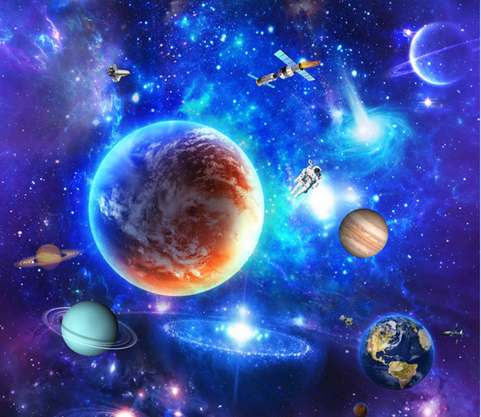 3D Bright Space Floor Mural Wallpaper AJ Wallpaper 2 