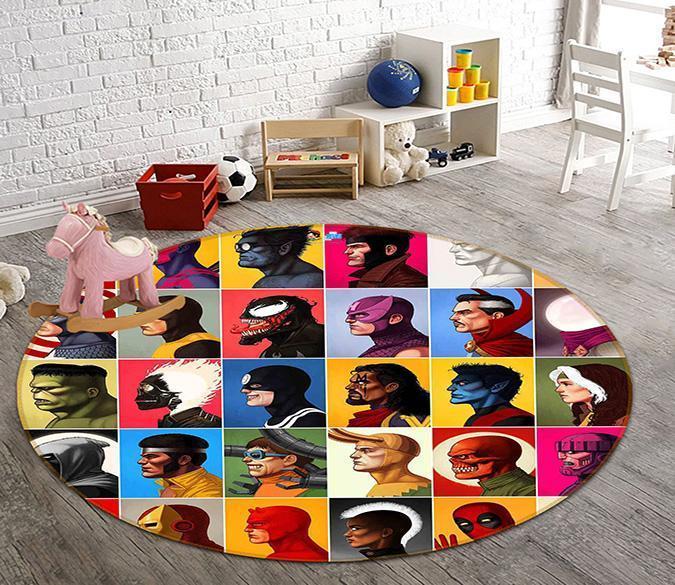 3D Character Avatars 35 Round Non Slip Rug Mat Mat AJ Creativity Home 