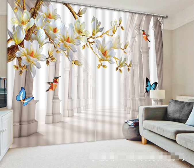 3D Aisle Flowers Butterflies Birds 1338 Curtains Drapes Wallpaper AJ Wallpaper 