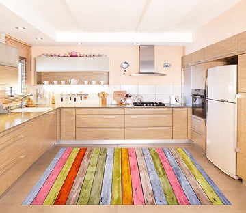 3D Color Wood Boards Kitchen Mat Floor Mural Wallpaper AJ Wallpaper 