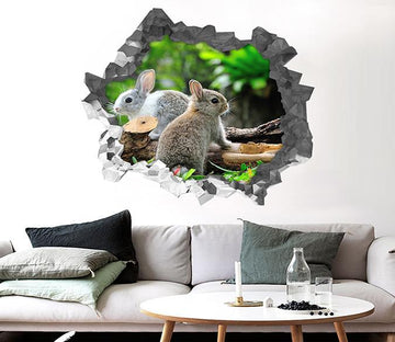3D Lovely Rabbits 187 Broken Wall Murals Wallpaper AJ Wallpaper 