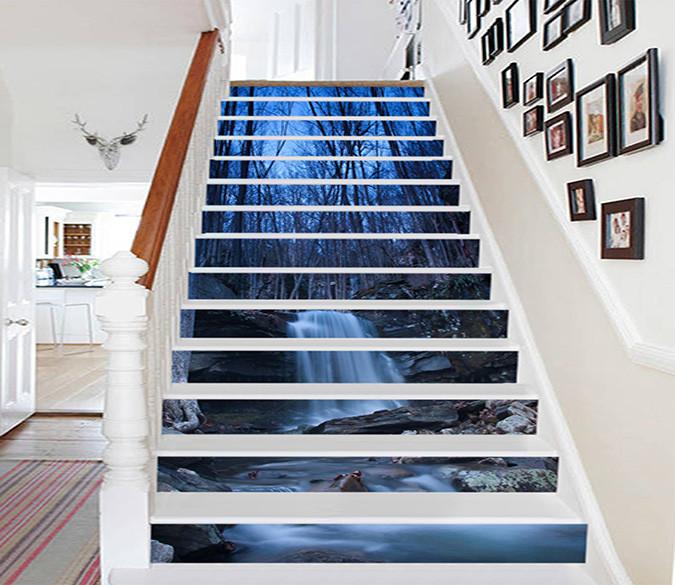 3D Bare Forest Creek 739 Stair Risers Wallpaper AJ Wallpaper 