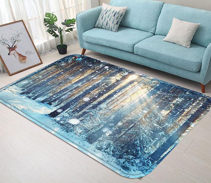 3D Forest Snowing Scenery 99 Non Slip Rug Mat Mat AJ Creativity Home 