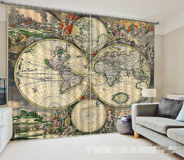 3D World Map 1105 Curtains Drapes Wallpaper AJ Wallpaper 