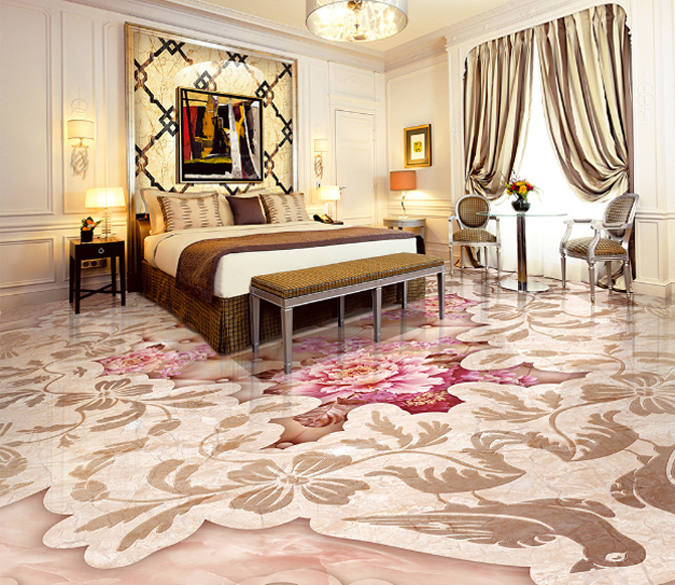 3D Blooming Peony Floor Mural Wallpaper AJ Wallpaper 2 