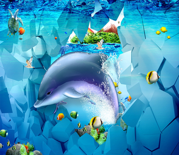 3D Beautiful Dolphin Floor Mural Wallpaper AJ Wallpaper 2 