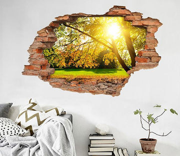 3D Lawn Trees Sunshine 197 Broken Wall Murals Wallpaper AJ Wallpaper 