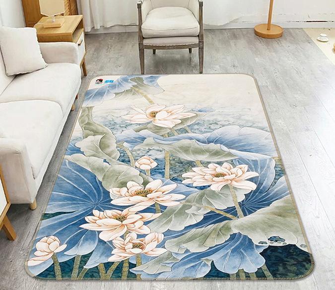 3D Lotus Flowers 140 Non Slip Rug Mat Mat AJ Creativity Home 