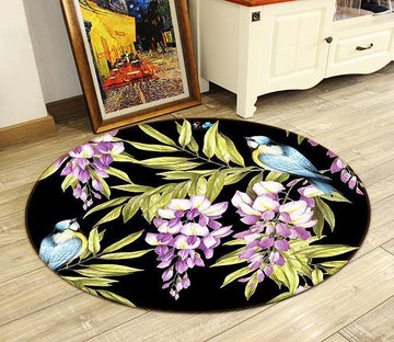 3D Flowers Branch Birds 118 Round Non Slip Rug Mat Mat AJ Creativity Home 