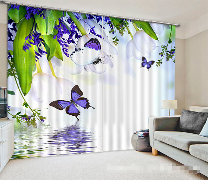 3D Pure Flowers Butterflies 1042 Curtains Drapes Wallpaper AJ Wallpaper 