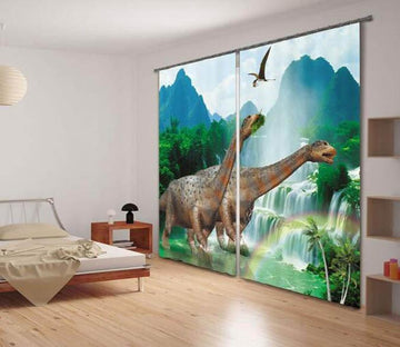 3D River Huge Dinosaurs 902 Curtains Drapes Wallpaper AJ Wallpaper 