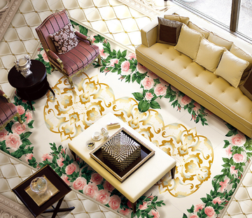 3D Roses And Pattern Floor Mural Wallpaper AJ Wallpaper 2 