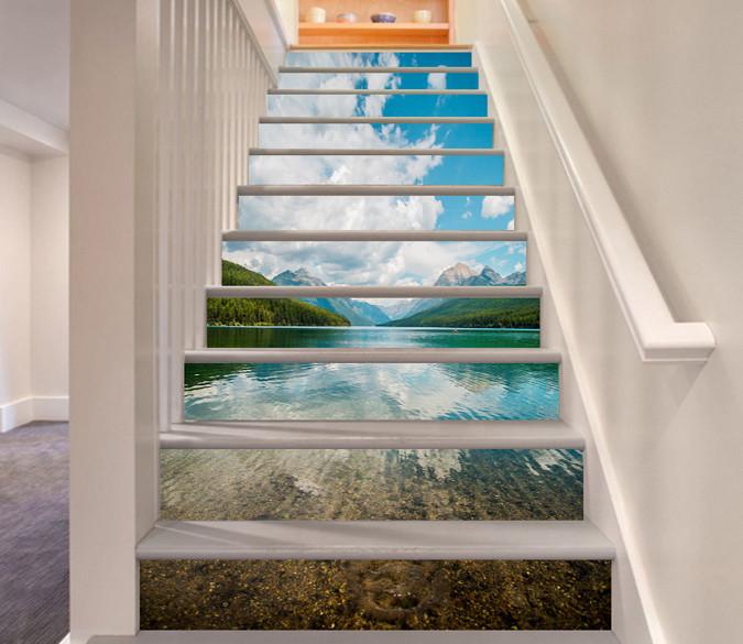 3D Pretty Lake Scenery 17 Stair Risers Wallpaper AJ Wallpaper 