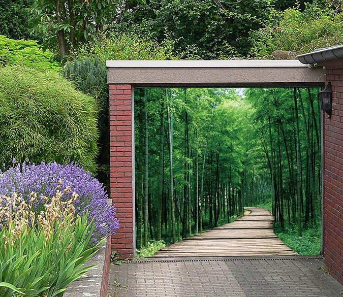 3D Bamboo Forest Wood Road 013 Garage Door Mural Wallpaper AJ Wallpaper 