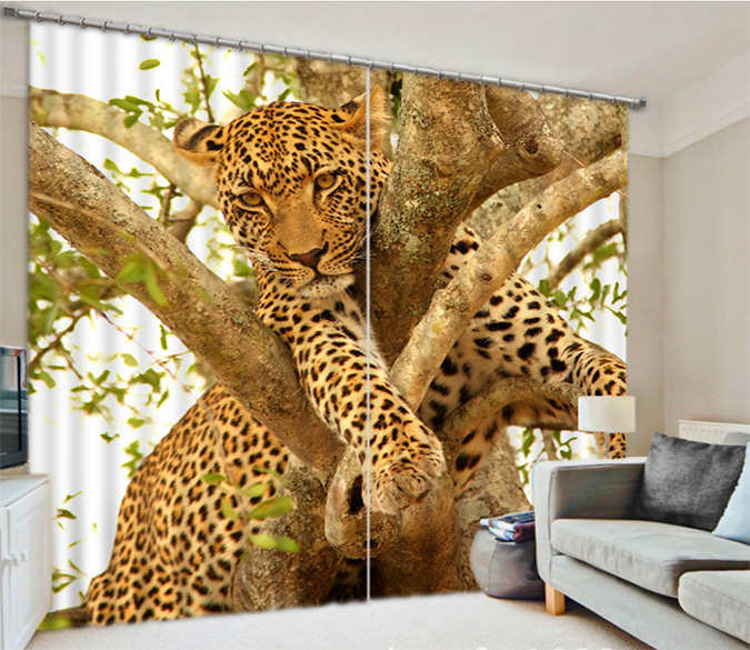3D Tree Leopard 1093 Curtains Drapes Wallpaper AJ Wallpaper 