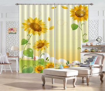 3D Flying Sunflowers 619 Curtains Drapes Wallpaper AJ Wallpaper 