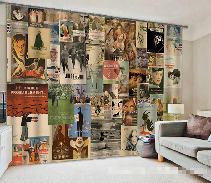3D Vintage Posters 1035 Curtains Drapes Wallpaper AJ Wallpaper 