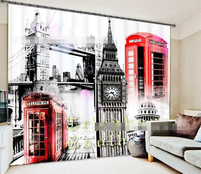 3D London Postcard 2115 Curtains Drapes Wallpaper AJ Wallpaper 