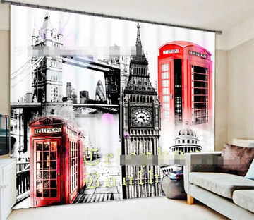 3D London Postcard 2115 Curtains Drapes Wallpaper AJ Wallpaper 