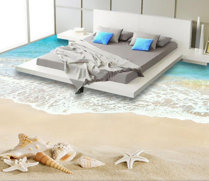 3D Graceful Beach Floor Mural Nonslip, Waterproof & Removable Rug Ma