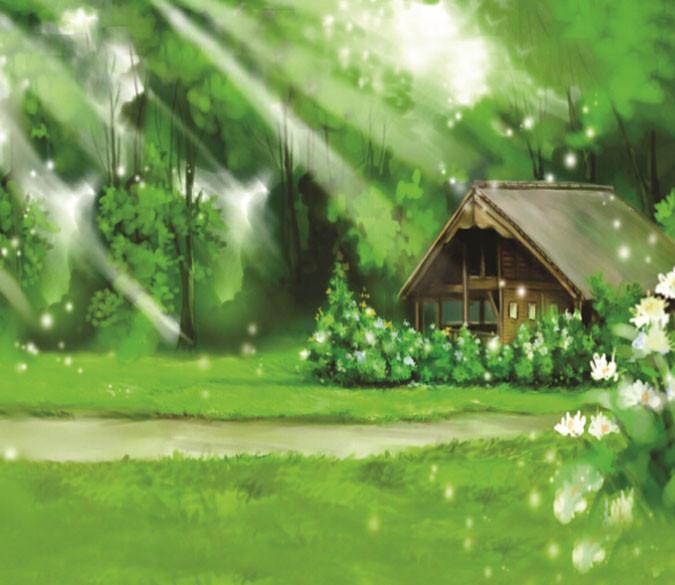 Green Cottage Scenery Wallpaper AJ Wallpaper 