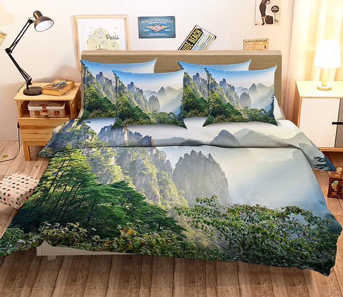 3D Misty Mountains Scenery 54 Bed Pillowcases Quilt Wallpaper AJ Wallpaper 