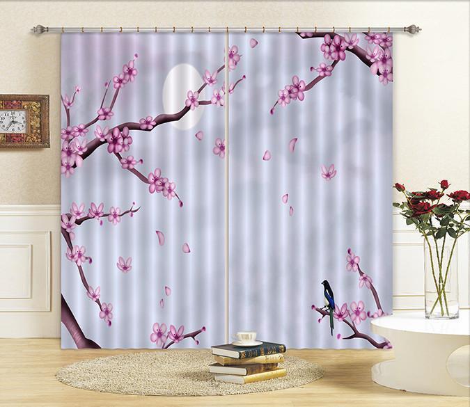 3D Flying Peach Flowers 383 Curtains Drapes Wallpaper AJ Wallpaper 