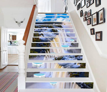 3D Waterfalls Floating Hills 670 Stair Risers Wallpaper AJ Wallpaper 