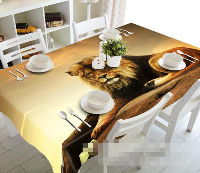 3D Resting Lion 1312 Tablecloths Wallpaper AJ Wallpaper 