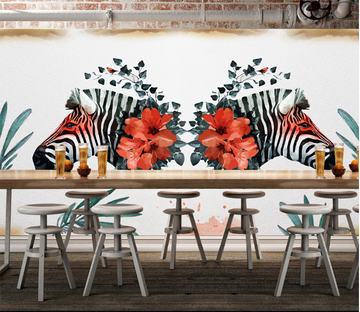 3D Zebras And Flowers Wallpaper AJ Wallpaper 