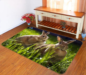 3D Grassland Rabbits 287 Non Slip Rug Mat Mat AJ Creativity Home 