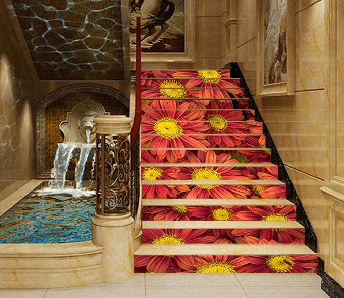 3D Chrysanthemums 1277 Stair Risers Wallpaper AJ Wallpaper 